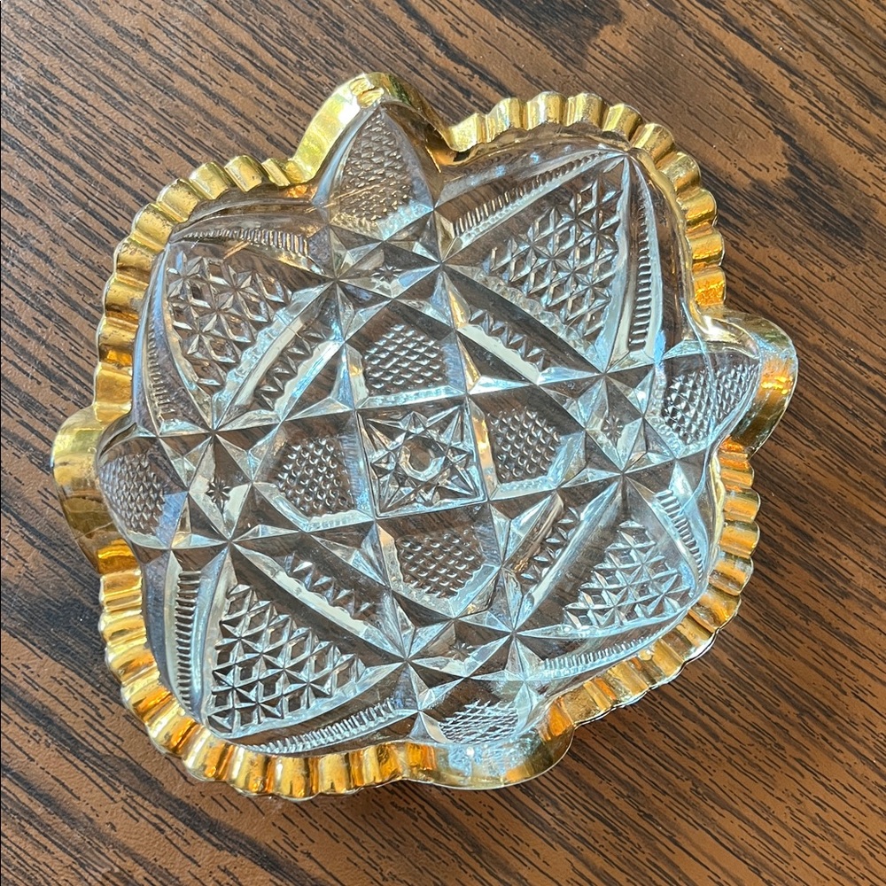 Gold and Clear Glass Decorative Dish